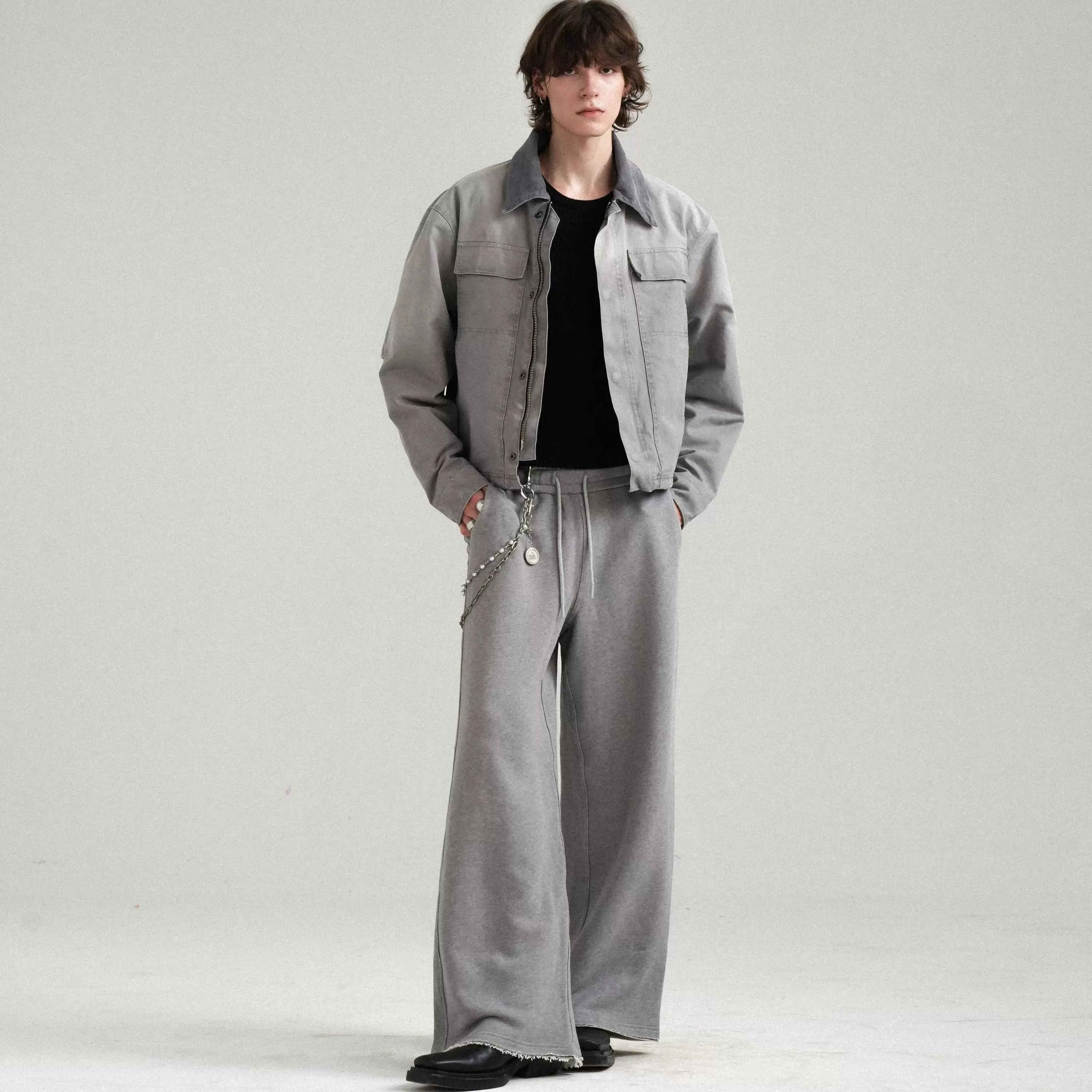 Gray Vintage-Inspired Quilted Jacket