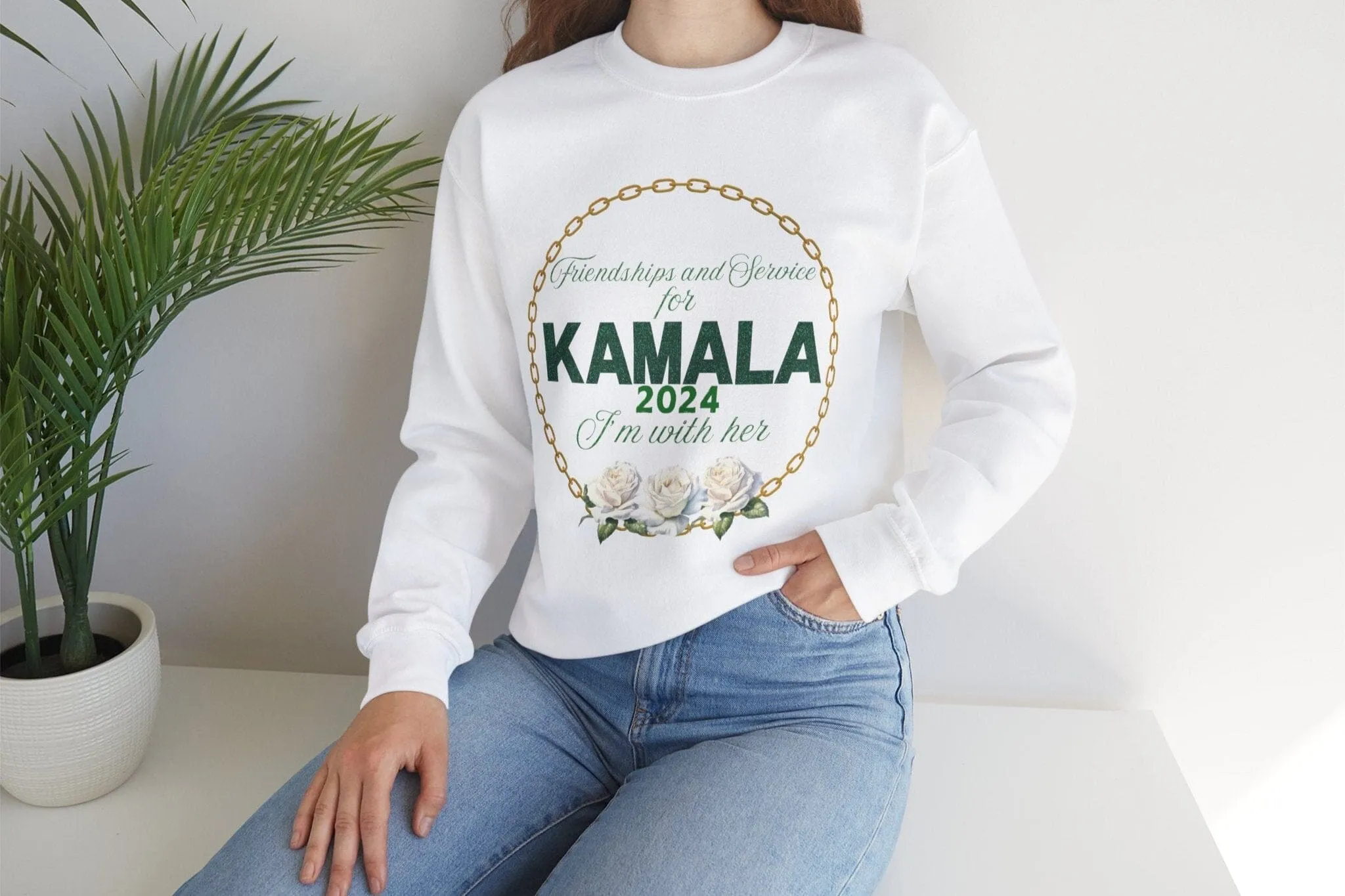 Green and White The Links Vote Crewneck Sweatshirt