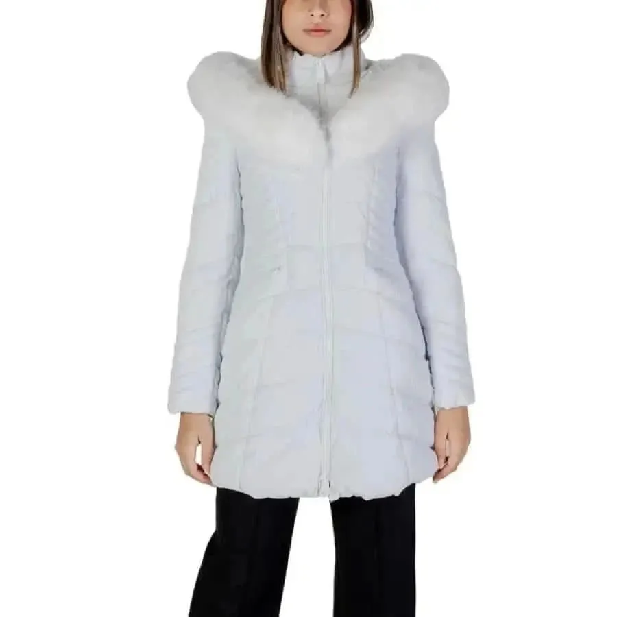 Guess Women's Black Turtleneck Jacket with Hood and Zip