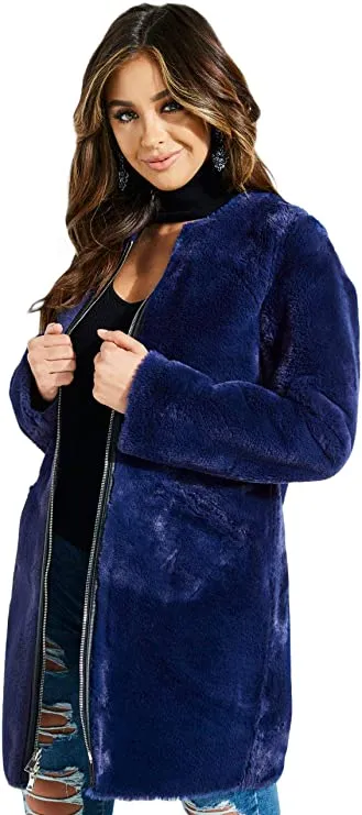 GUESS Women's Long Sleeve Marcia Faux Snake Skin Coat Outerwear, Stone/Sultry red, S