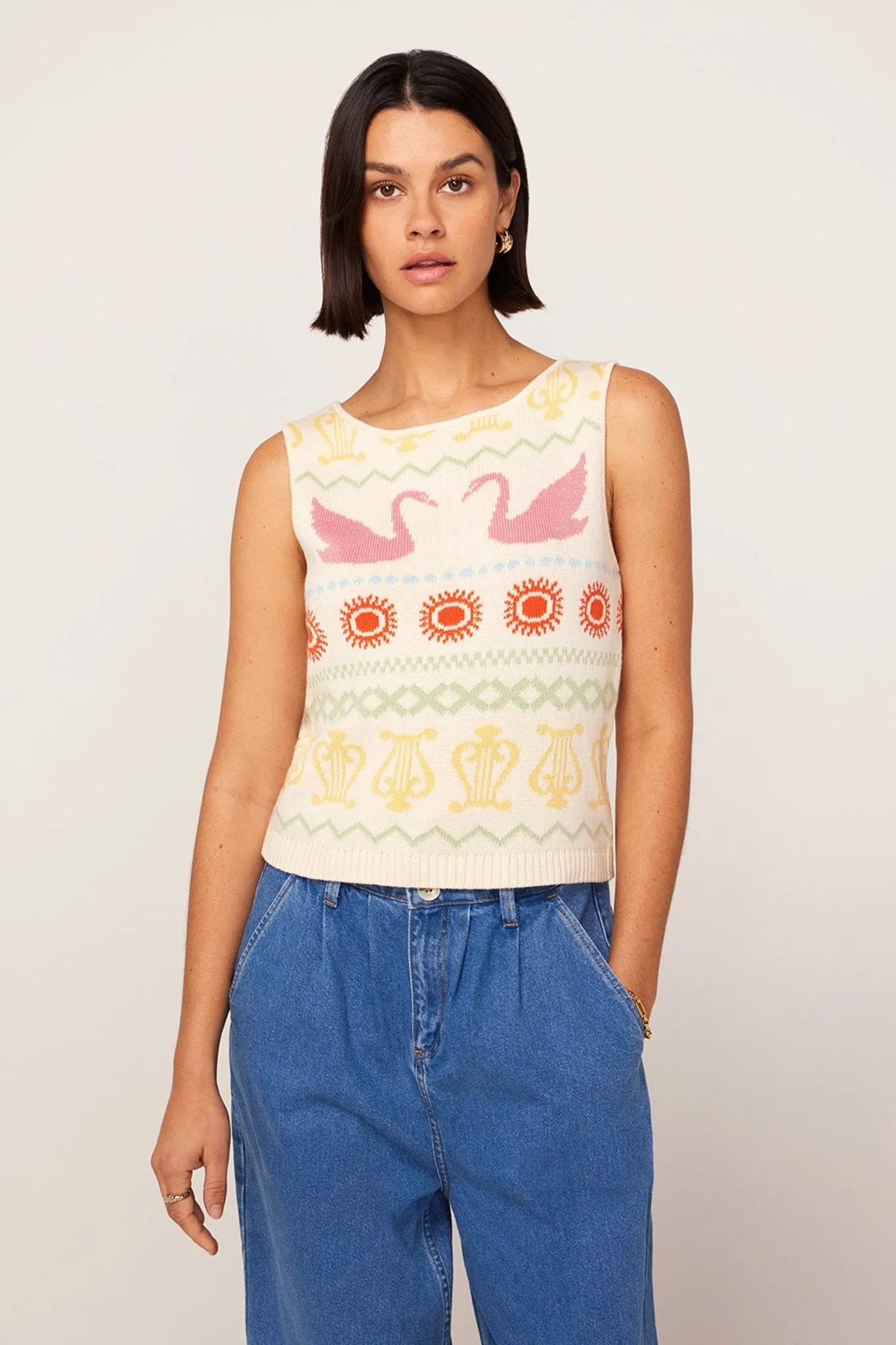 HAILEY IVORY SWAN FAIRSILE KNIT VEST