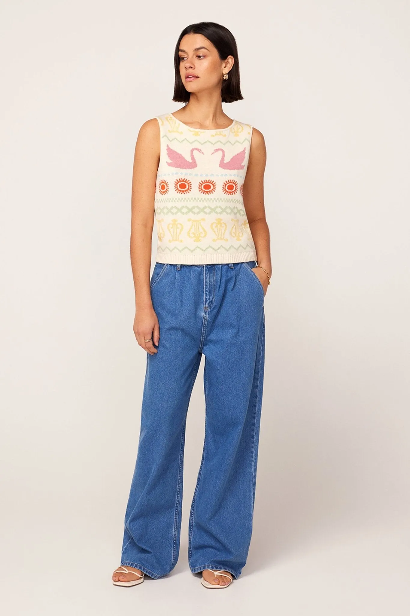 HAILEY IVORY SWAN FAIRSILE KNIT VEST