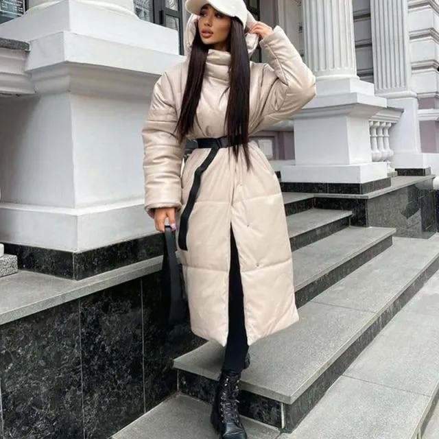 Hooded Long Belt Coats