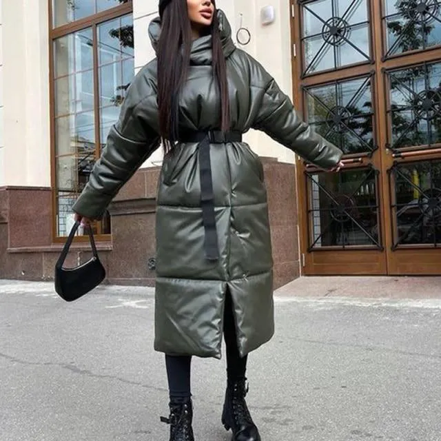 Hooded Long Belt Coats