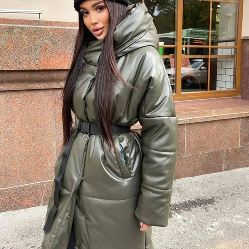 Hooded Long Belt Coats