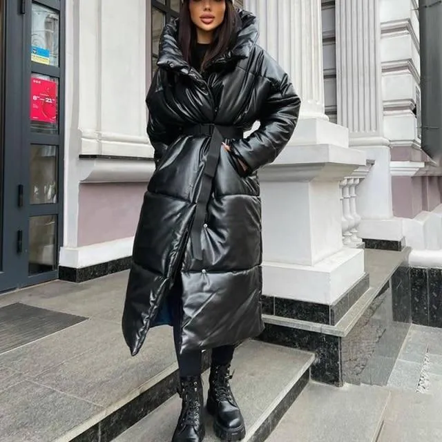 Hooded Long Belt Coats