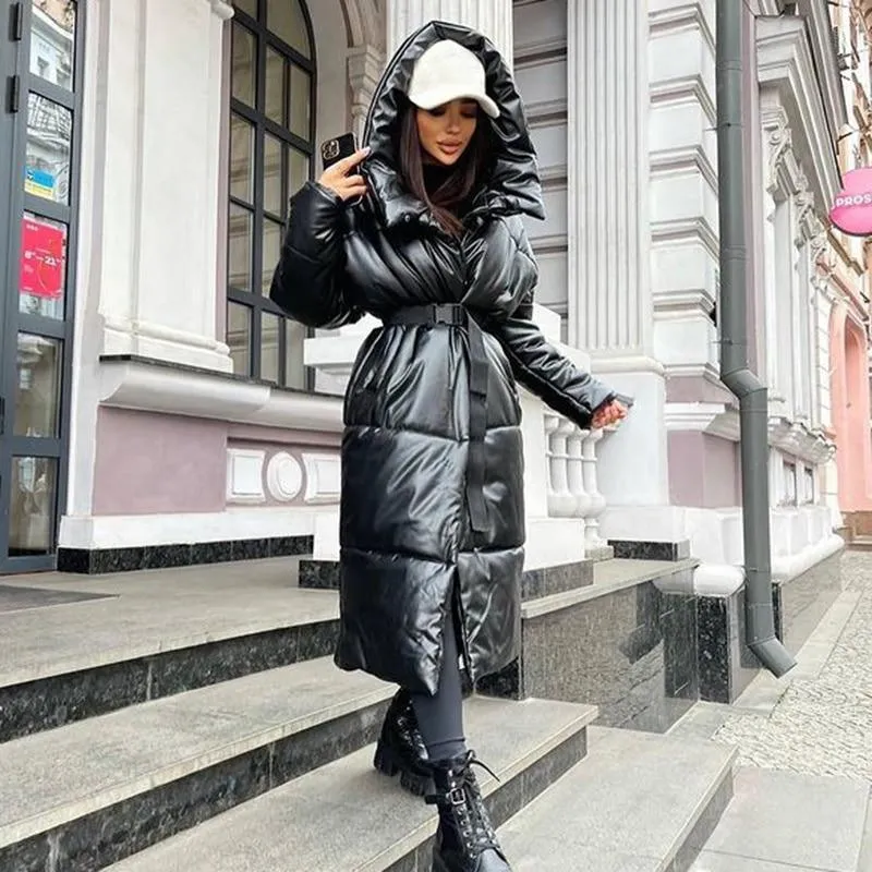 Hooded Long Belt Coats
