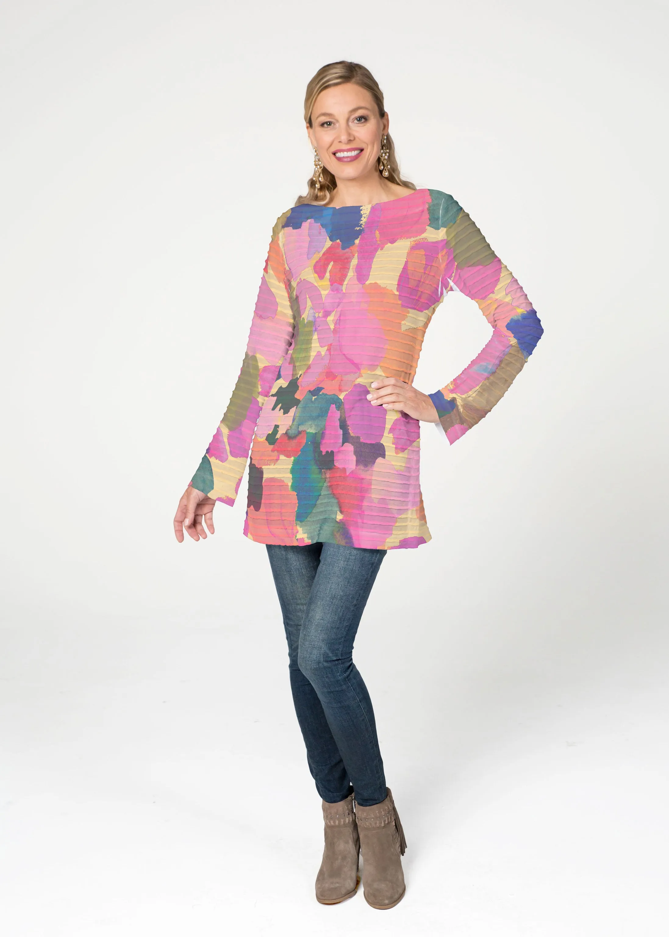 Hopscotch (17269) ~ Banded Boatneck Tunic
