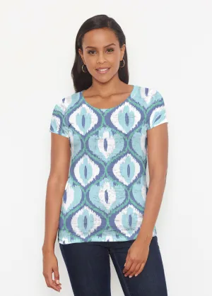 Ikat Buds Blue (8075) ~ Short Sleeve Scoop Shirt