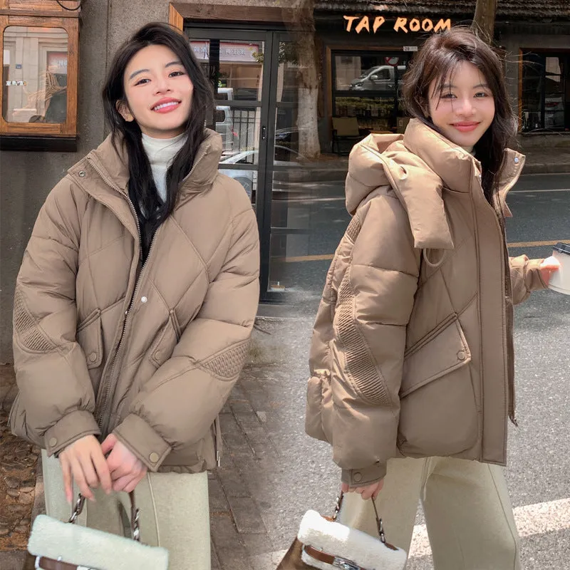 Insulated Zip-Up Windproof Puffer Jacket for Women