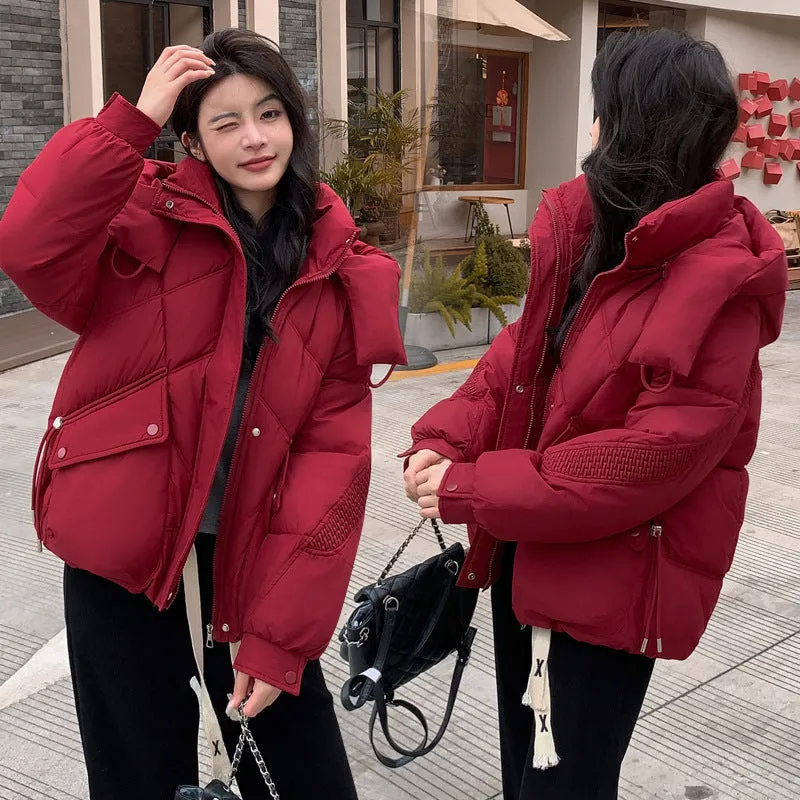 Insulated Zip-Up Windproof Puffer Jacket for Women