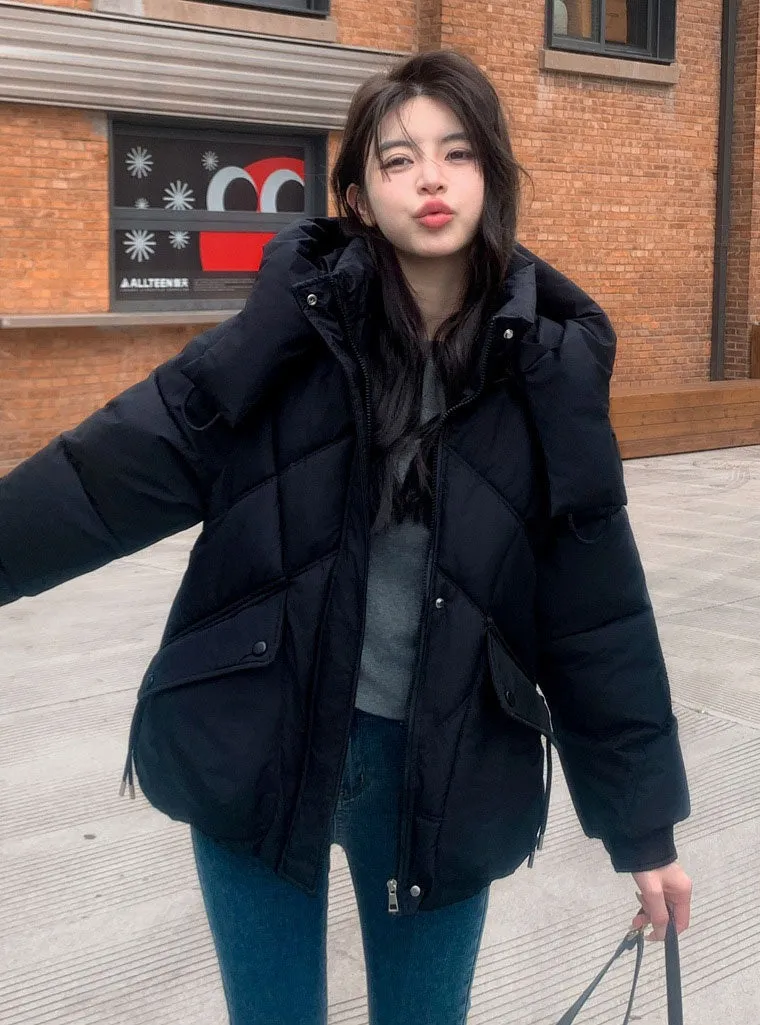 Insulated Zip-Up Windproof Puffer Jacket for Women