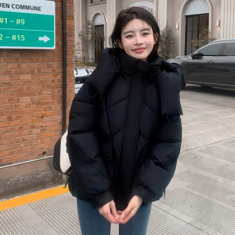 Insulated Zip-Up Windproof Puffer Jacket for Women