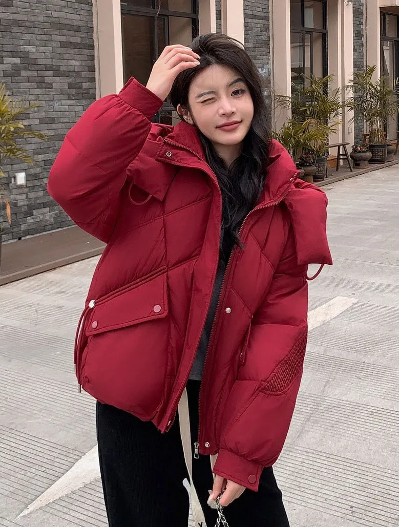 Insulated Zip-Up Windproof Puffer Jacket for Women