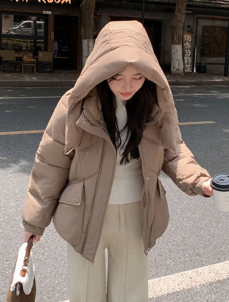 Insulated Zip-Up Windproof Puffer Jacket for Women