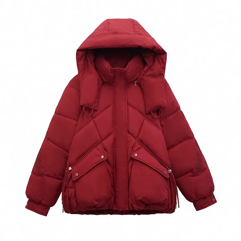 Insulated Zip-Up Windproof Puffer Jacket for Women
