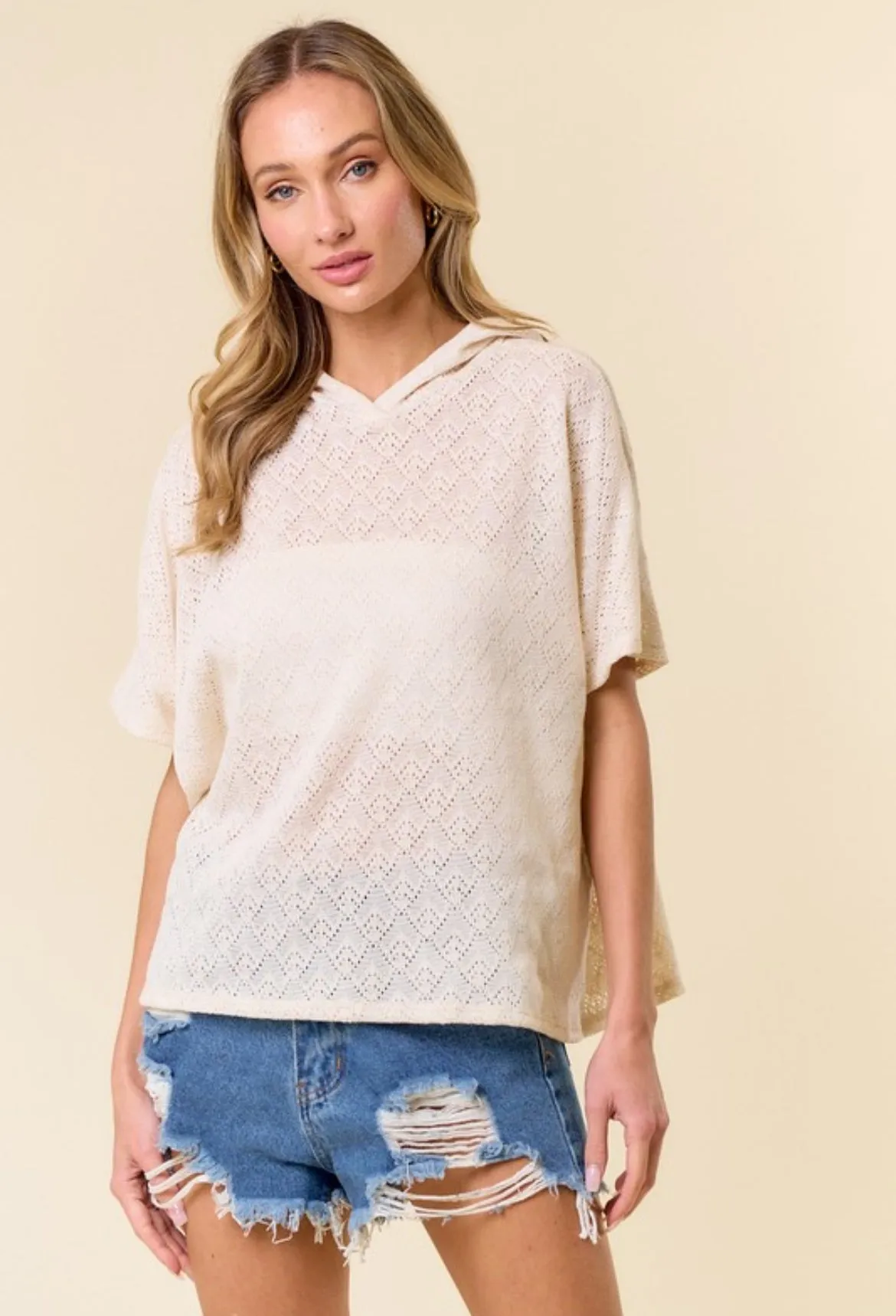 Ivory Knit Hoodie