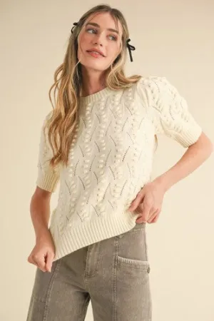 Ivory Popcorn Knit Sweater