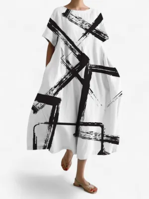 Jada | Women’s Boho Printed Loose Short Sleeve Summer Dress