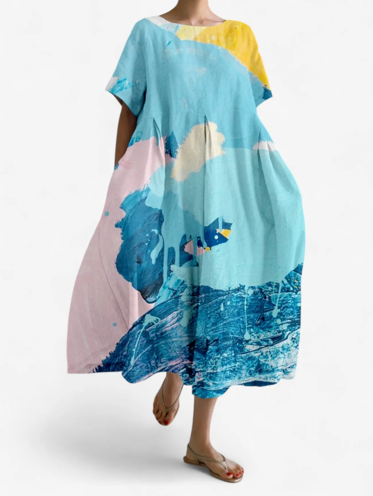 Jada | Women’s Boho Printed Loose Short Sleeve Summer Dress