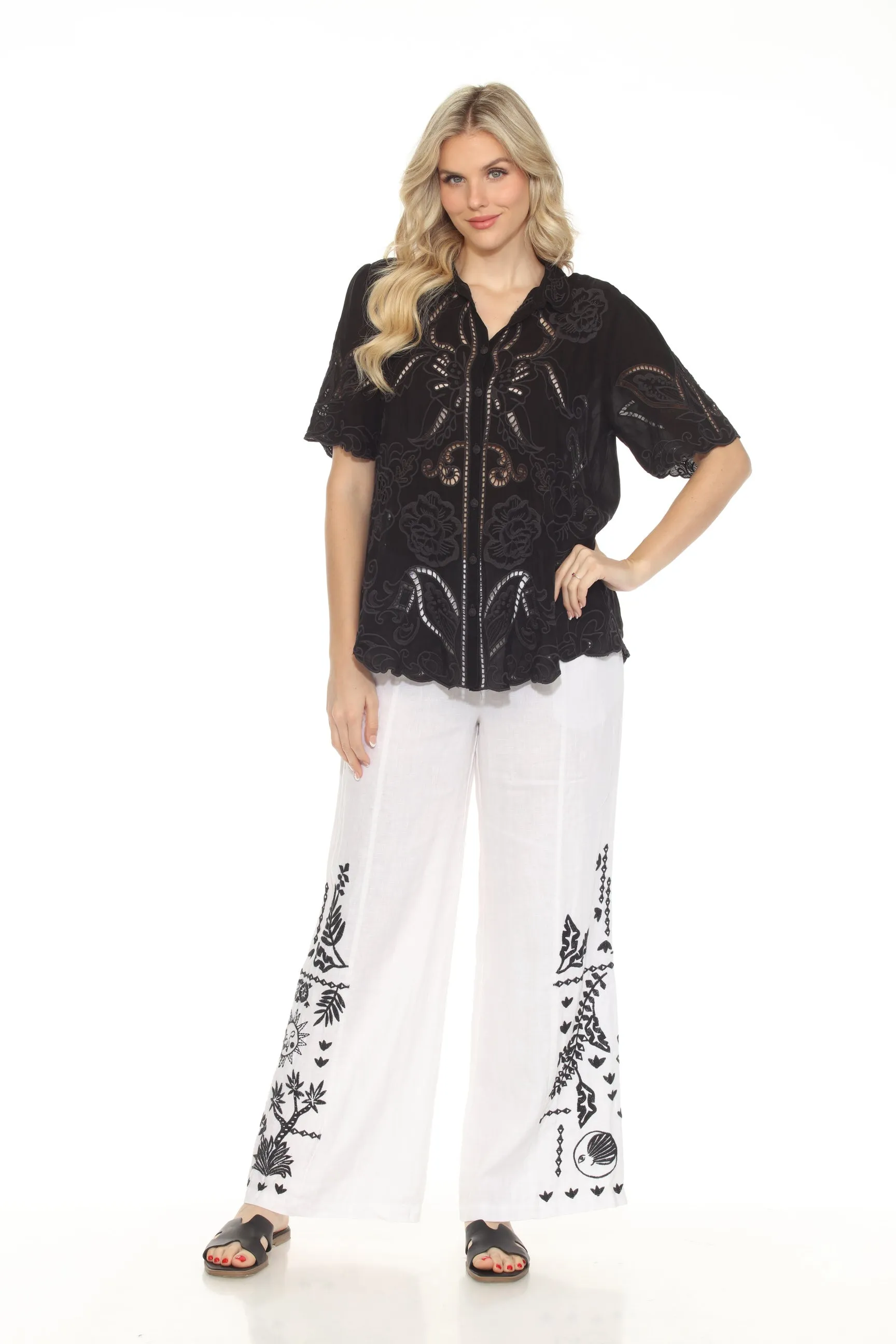 Johnny Was Black Chryssie Button Up Blouse C12324