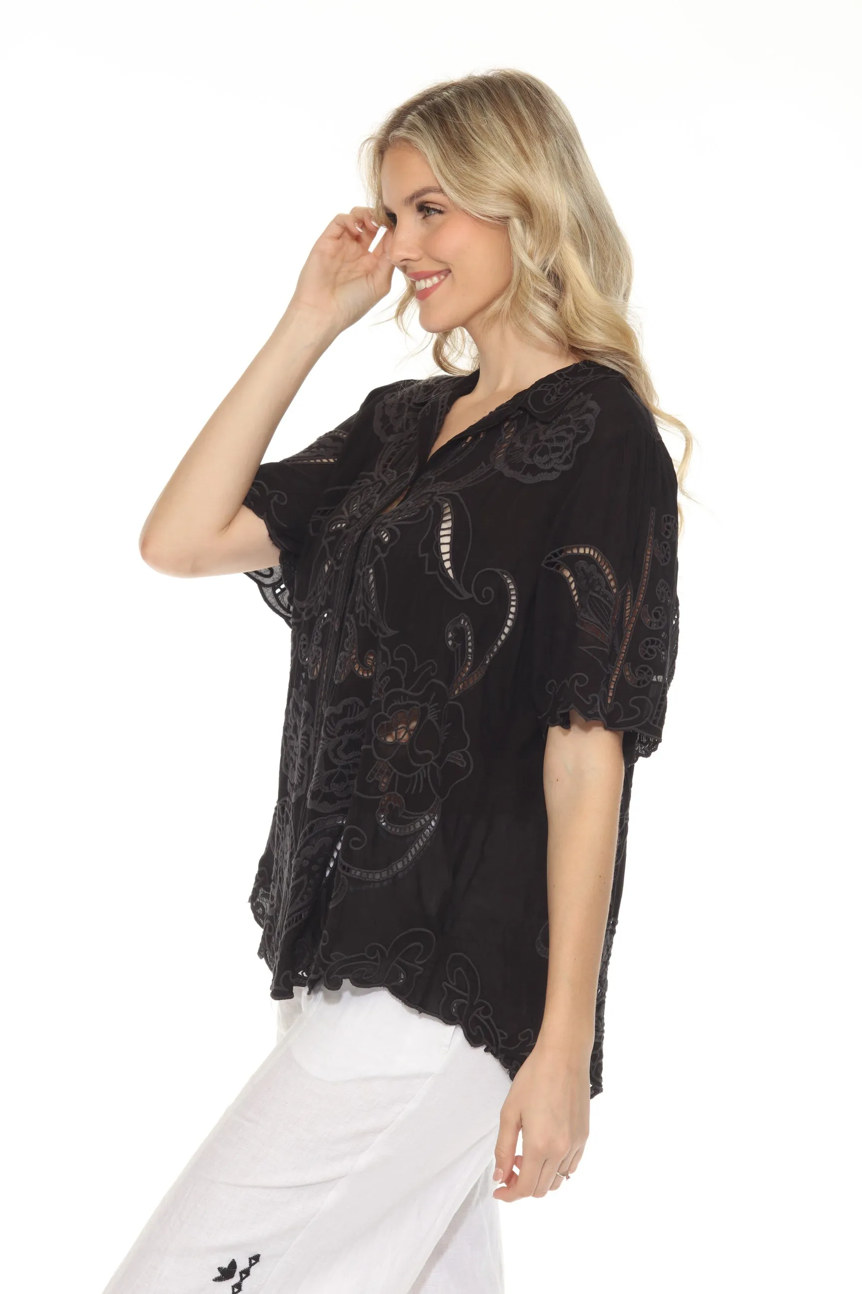 Johnny Was Black Chryssie Button Up Blouse C12324