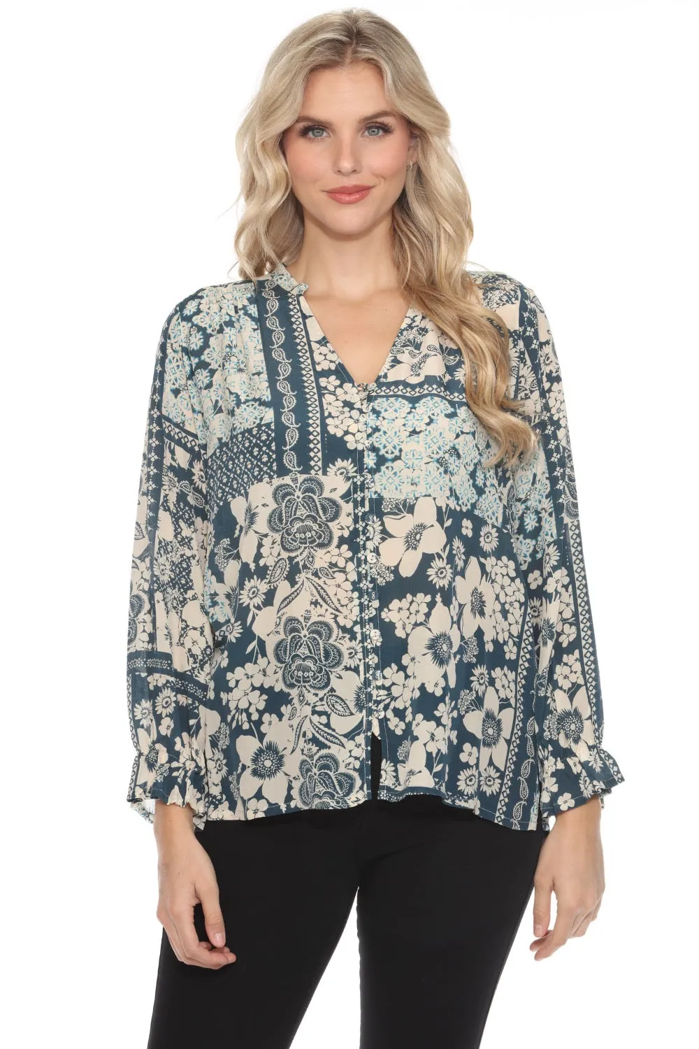 Johnny Was Joasie Floral Silk Blouse C17324B7