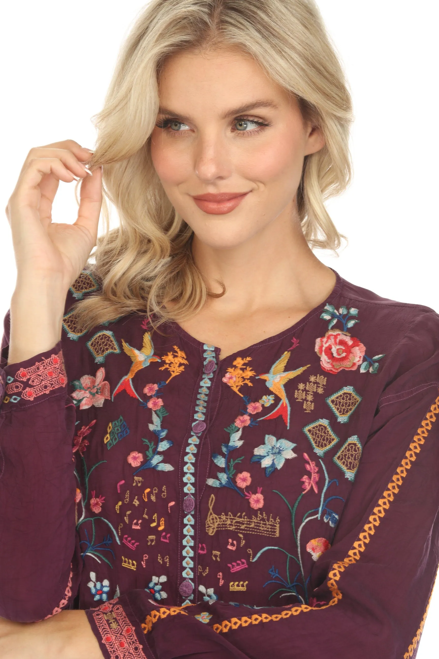 Johnny Was Primavera Catina Embroidered Blouse C16724 *