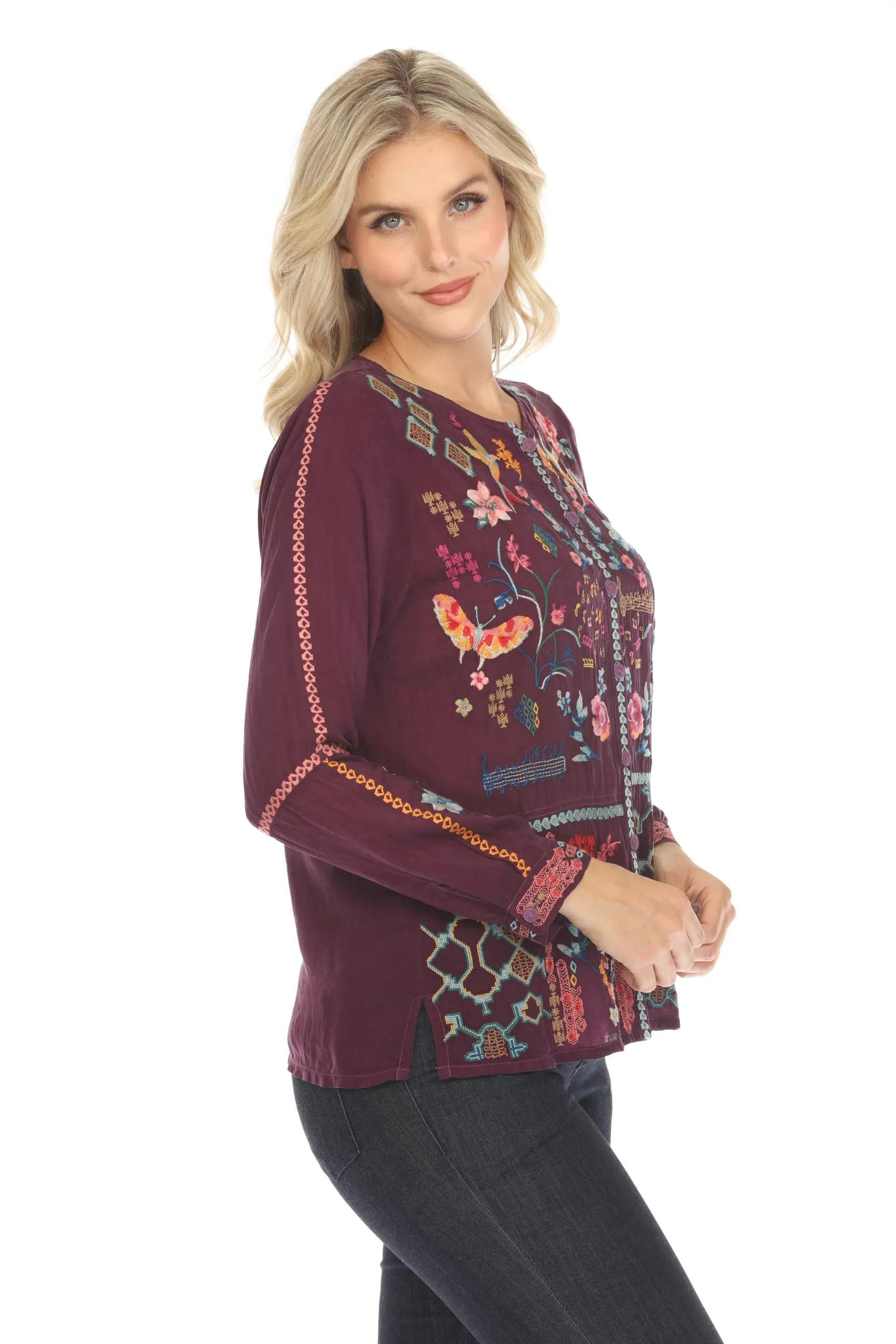 Johnny Was Primavera Catina Embroidered Blouse C16724 *