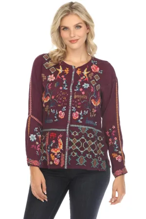 Johnny Was Primavera Catina Embroidered Blouse C16724 *