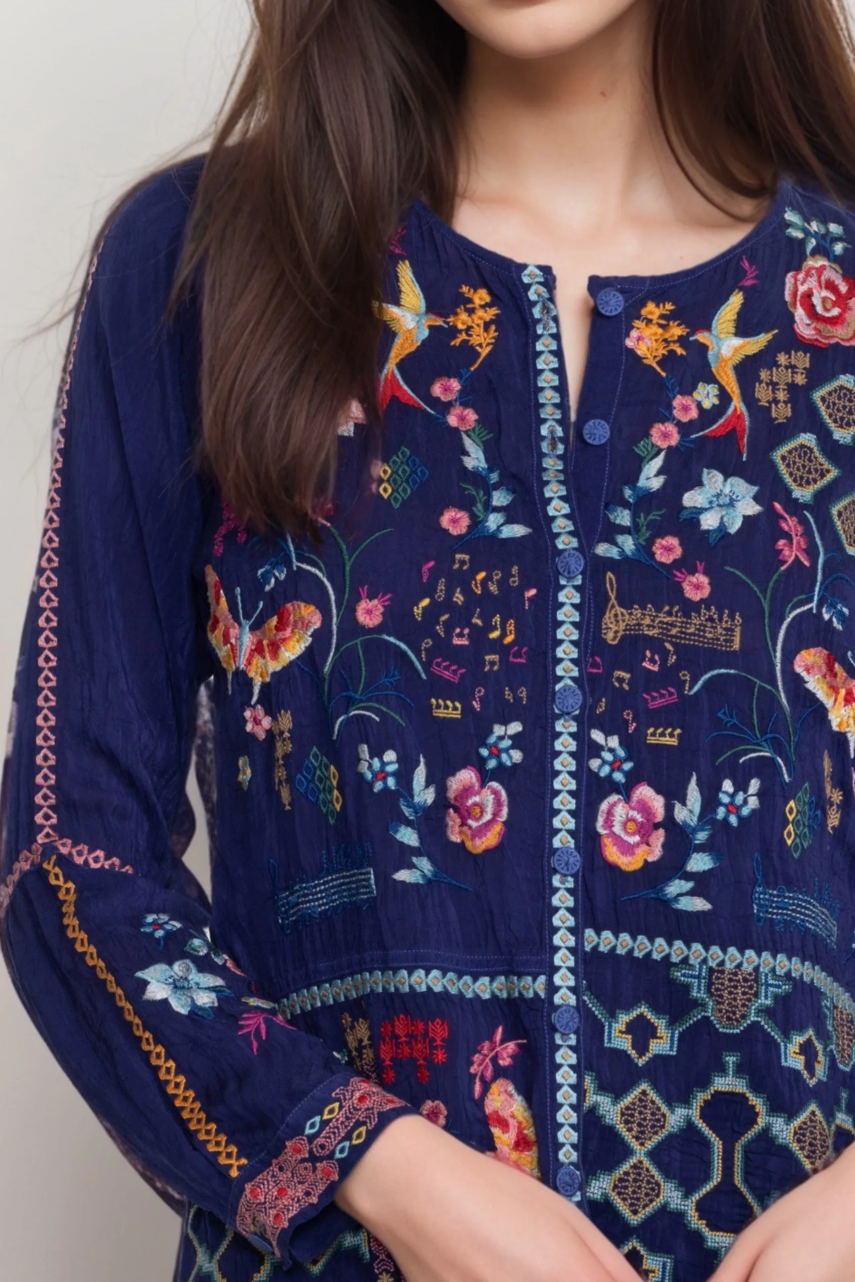 Johnny Was Primavera Catina Embroidered Blouse C16724 *