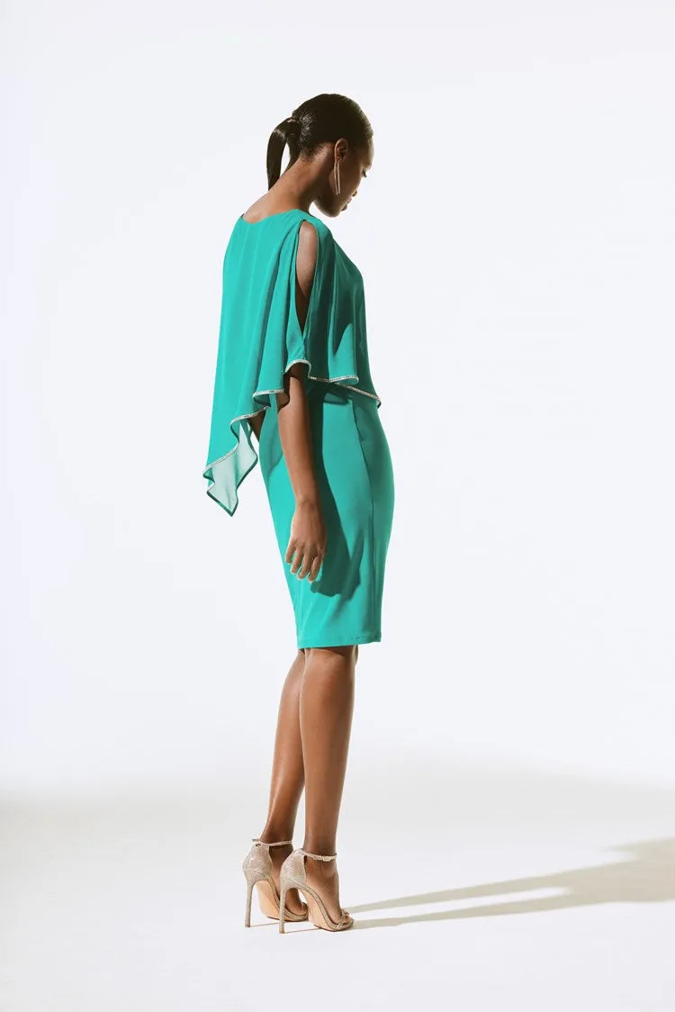 Joseph Ribkoff Chiffon And Silky Knit Poncho Dress