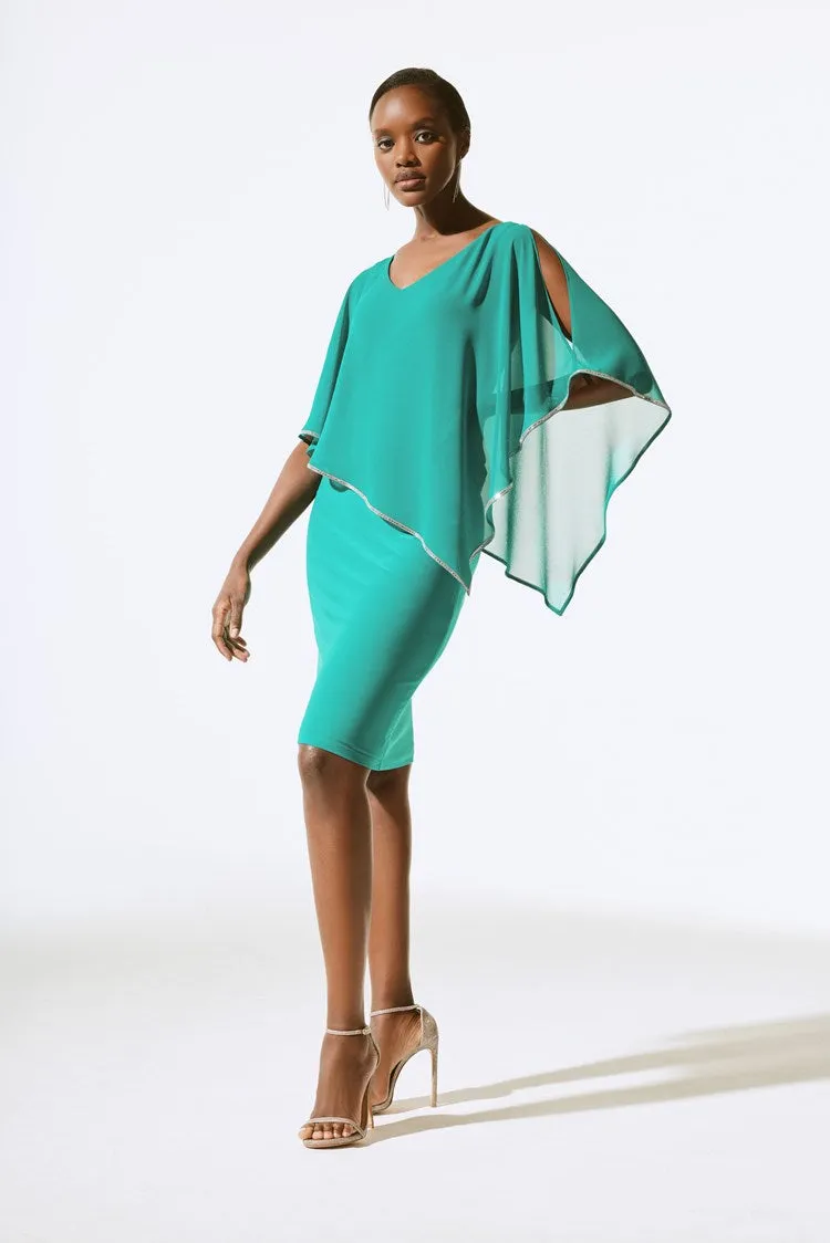 Joseph Ribkoff Chiffon And Silky Knit Poncho Dress