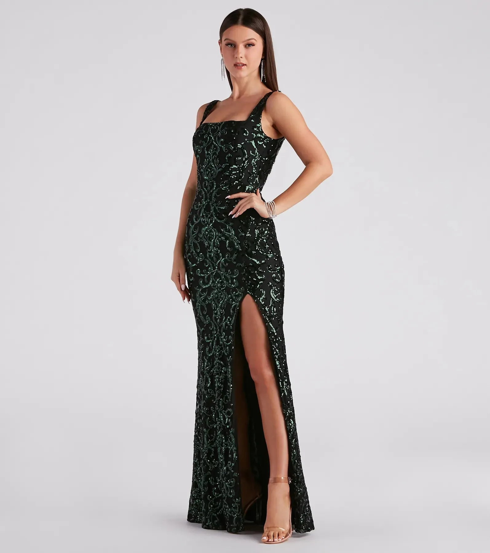 Jovie Formal Sequin Slit Mermaid Long Dress