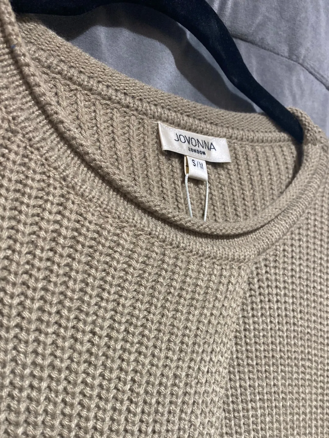 Jovonna Beige Knit Tunic Sweater Top
