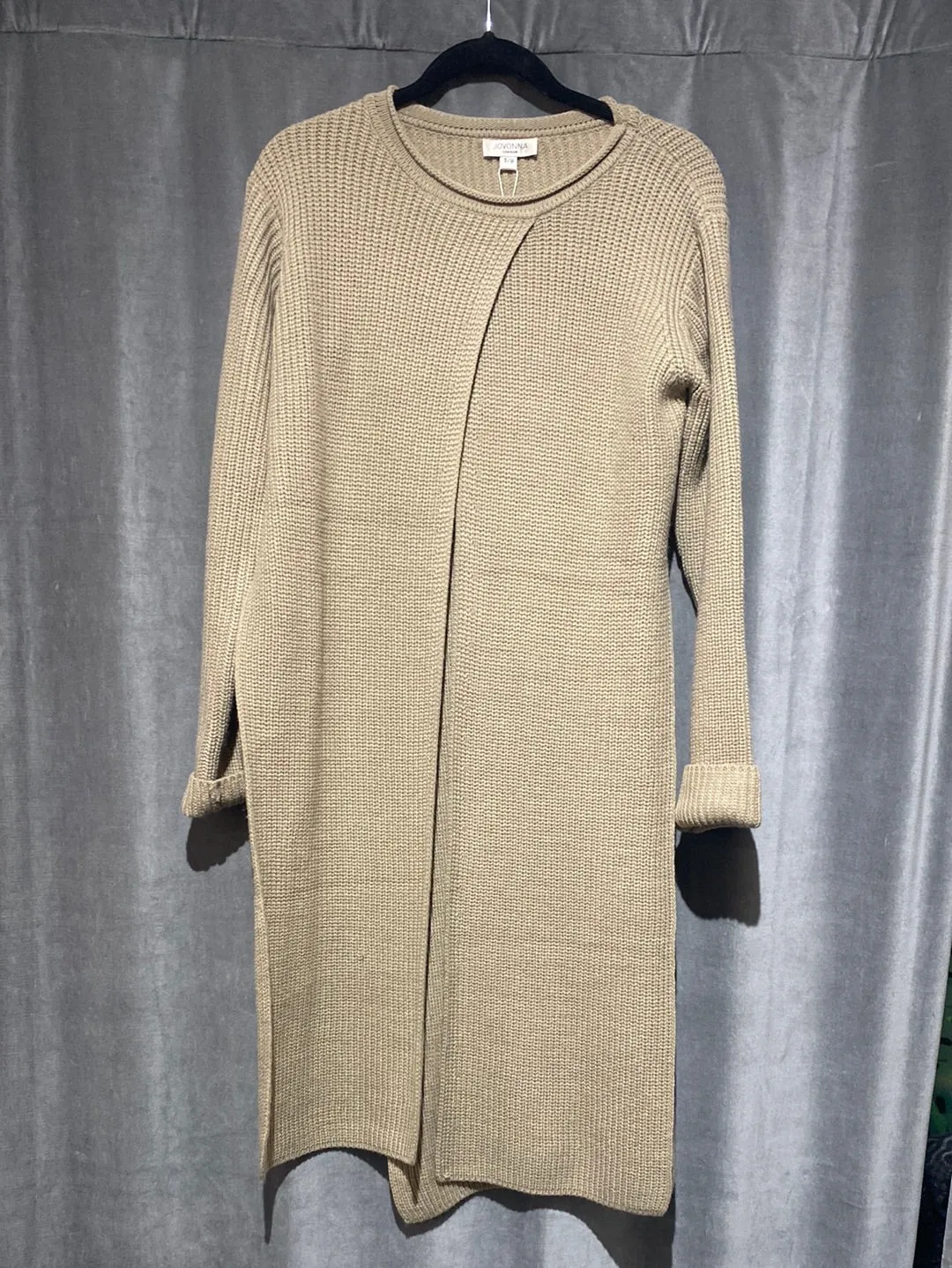 Jovonna Beige Knit Tunic Sweater Top