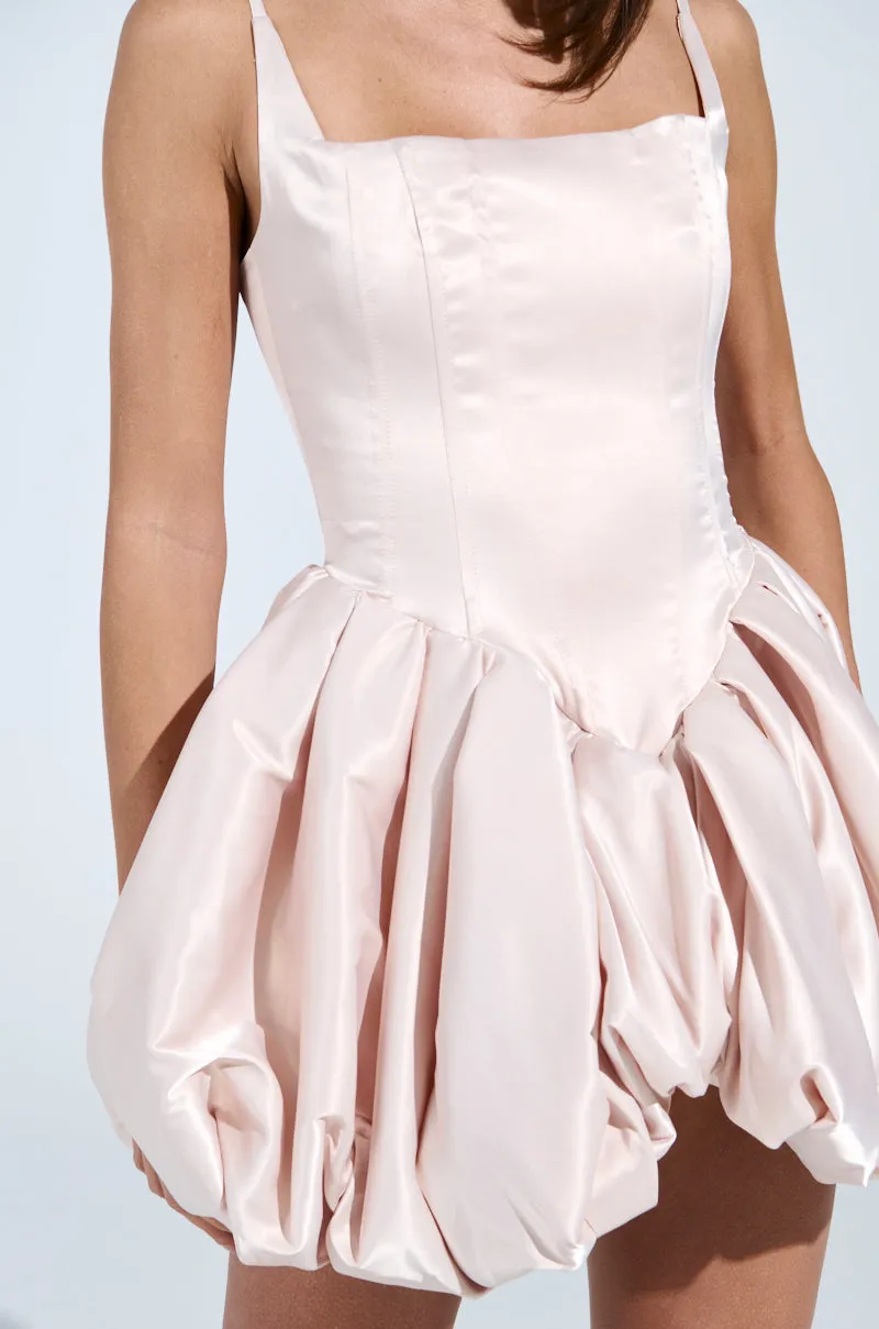 JULIET SATIN MINI DRESS IN LIGHT PINK