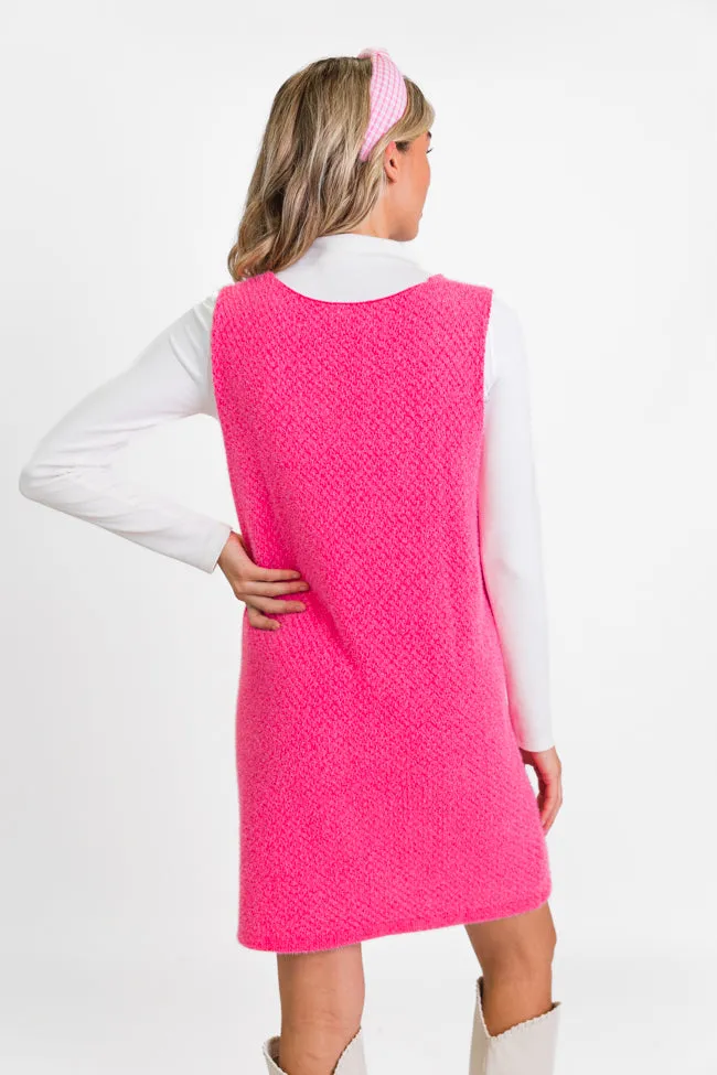 Keep Track Hot Pink Pocket Front Tank Sweater Dress FINAL SALE