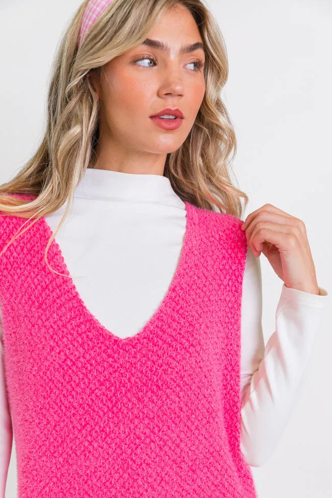 Keep Track Hot Pink Pocket Front Tank Sweater Dress FINAL SALE
