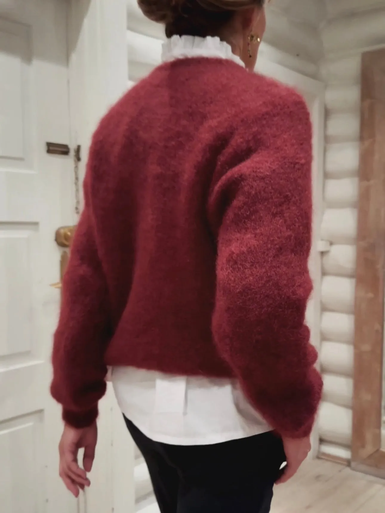 KNIT WITH ROUND NECK - PALE BORDEAUX
