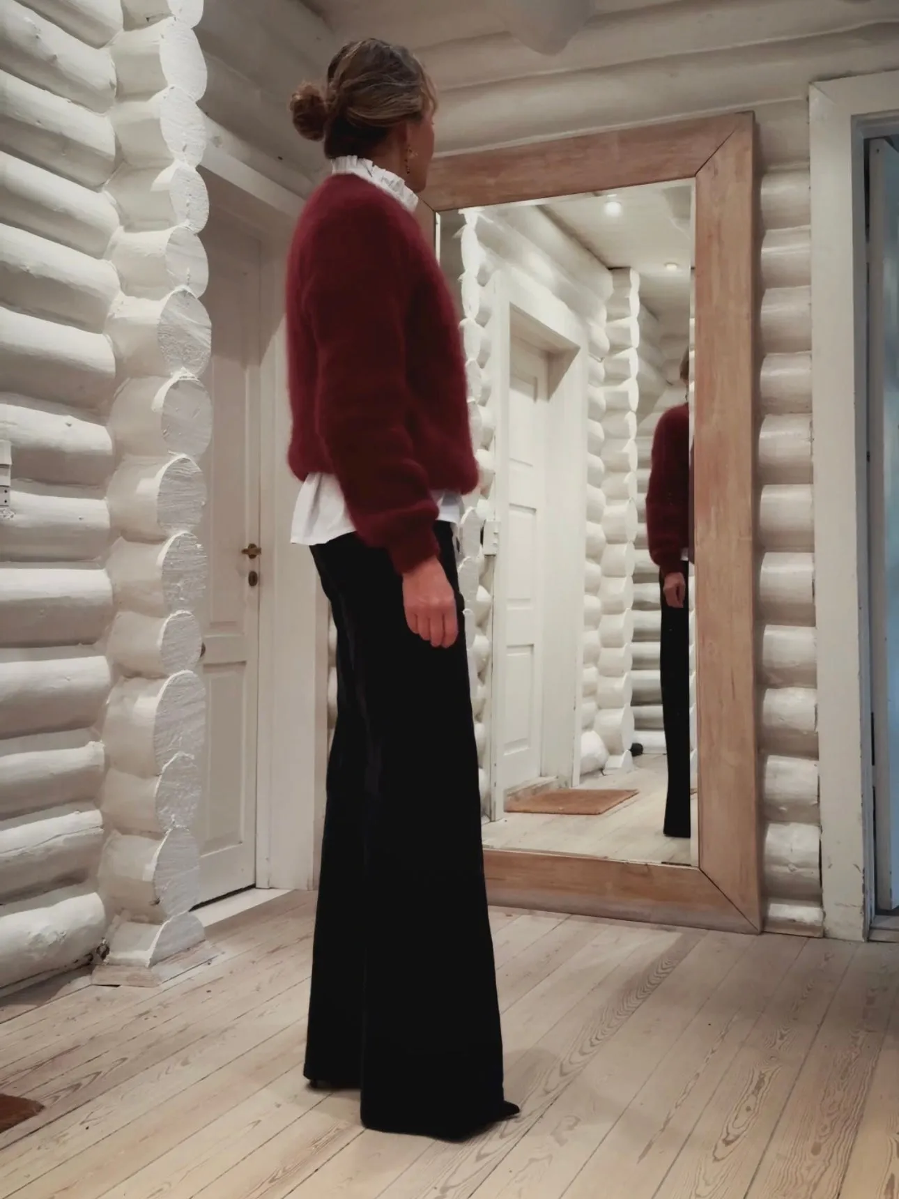 KNIT WITH ROUND NECK - PALE BORDEAUX