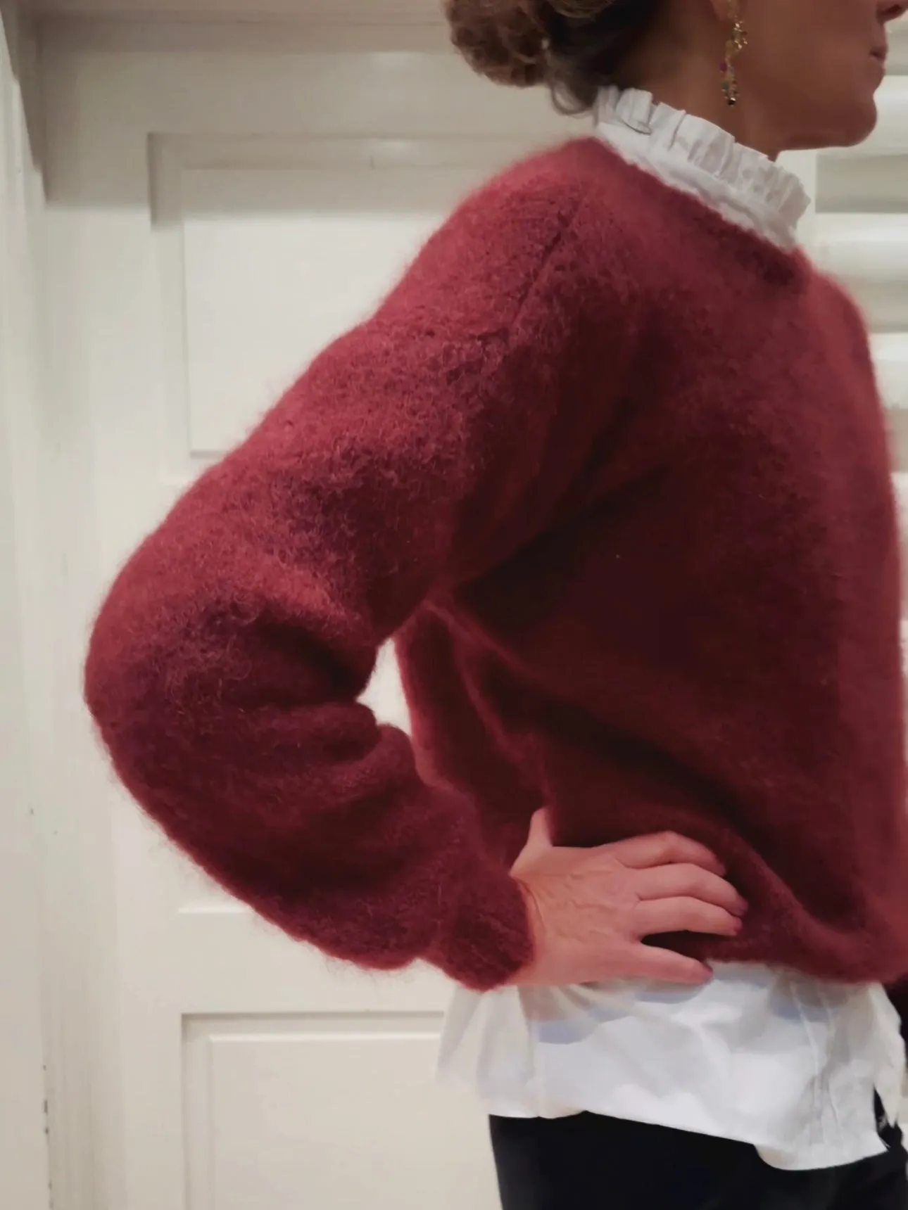 KNIT WITH ROUND NECK - PALE BORDEAUX
