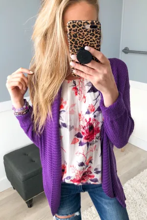 Knitted Drape Cardigan- Deep Purple