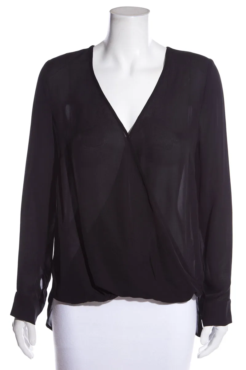 Lagence Black Silk Drape Blouse SZ S