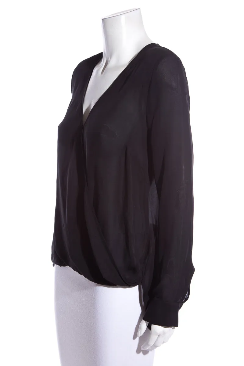 Lagence Black Silk Drape Blouse SZ S