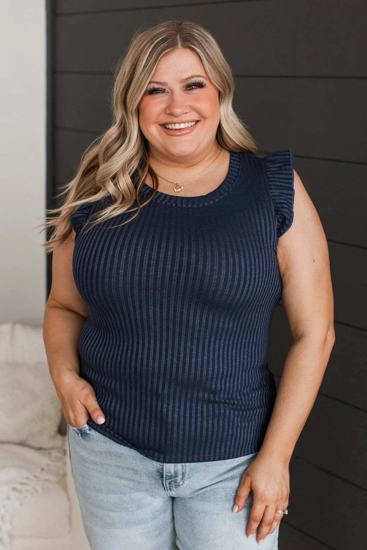 Late Night Romance Knit Top- Navy