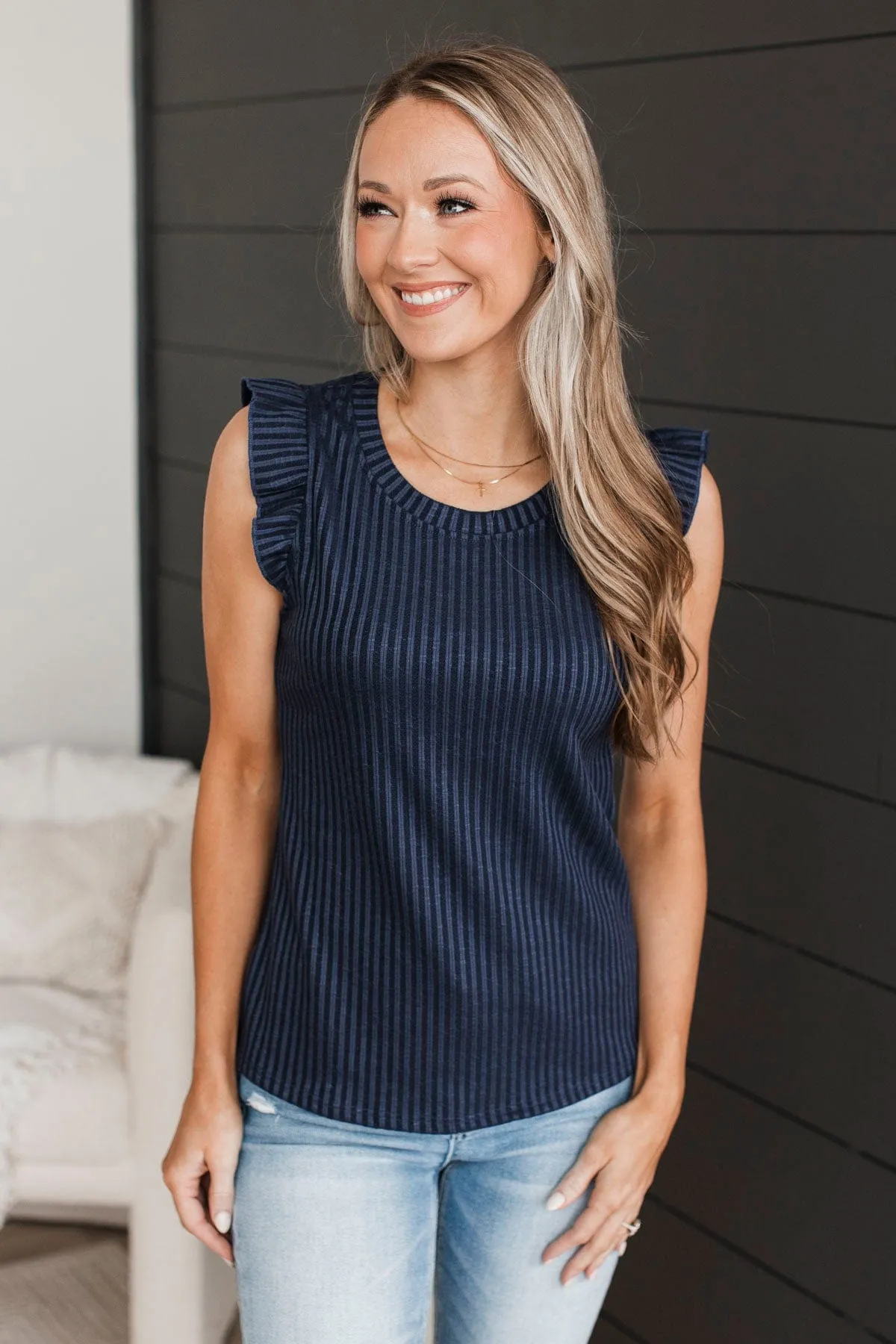 Late Night Romance Knit Top- Navy