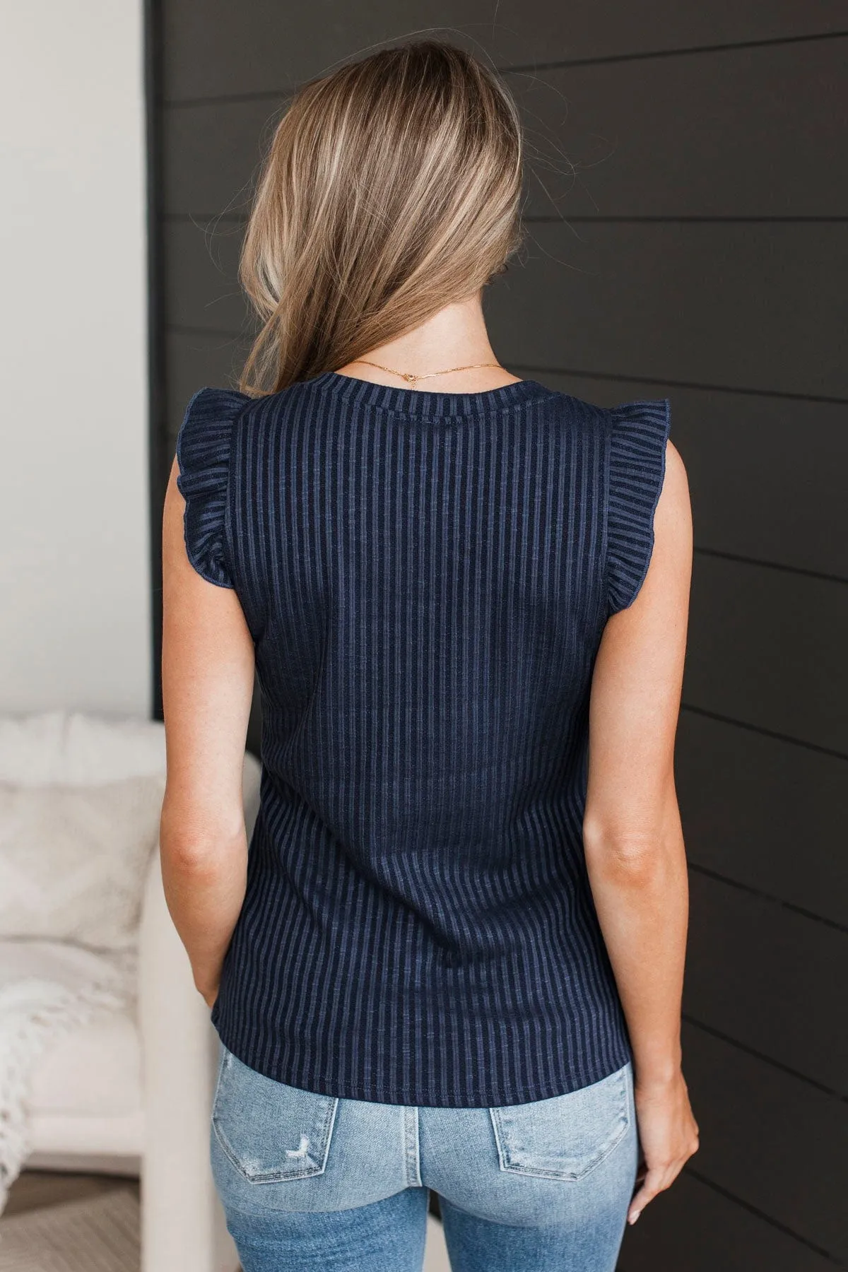 Late Night Romance Knit Top- Navy