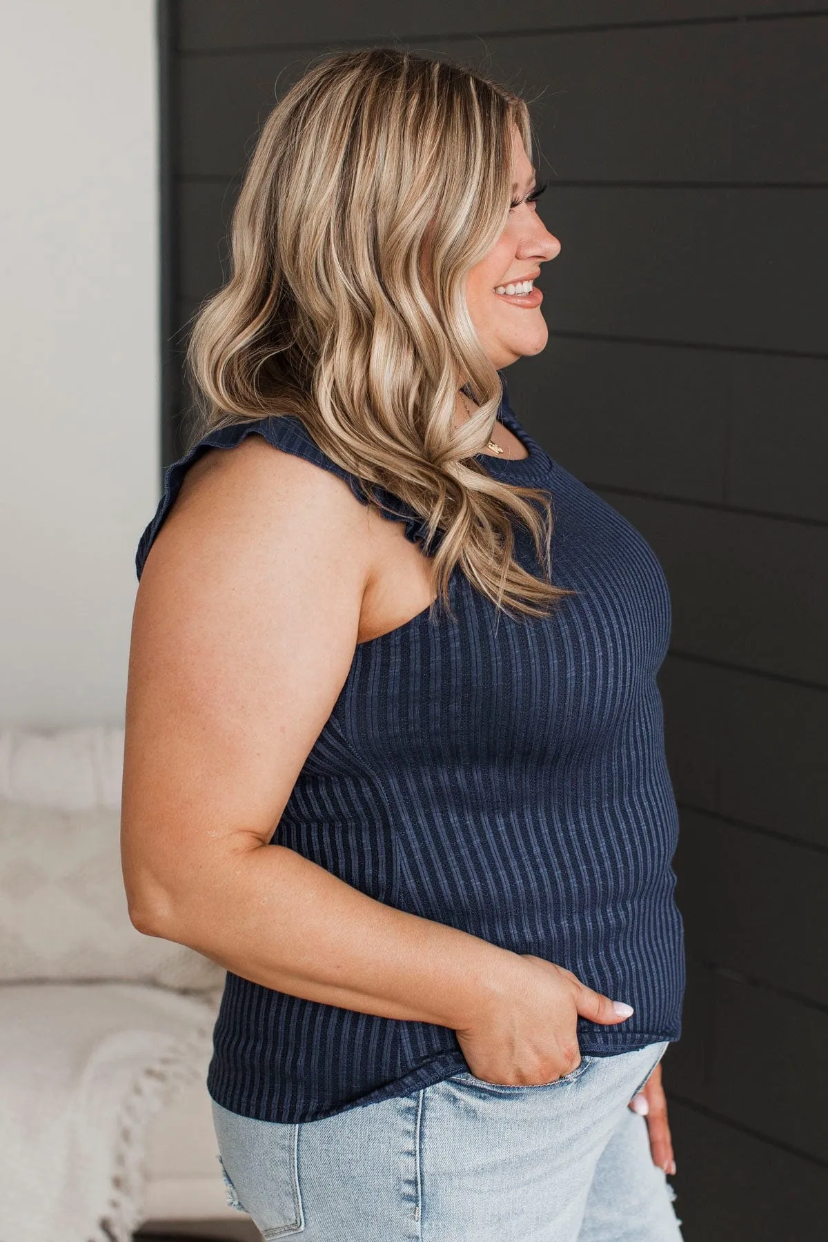 Late Night Romance Knit Top- Navy