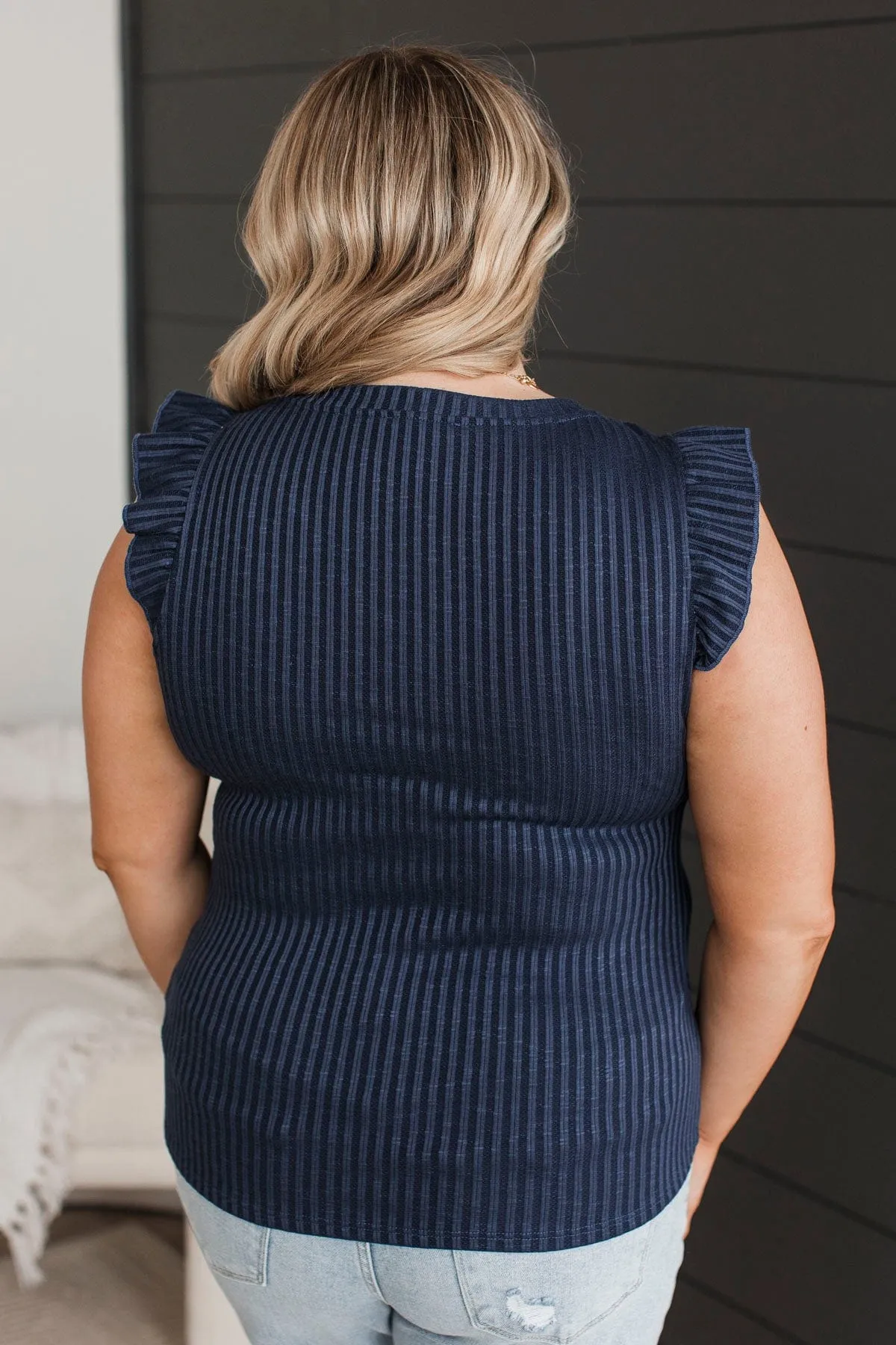 Late Night Romance Knit Top- Navy